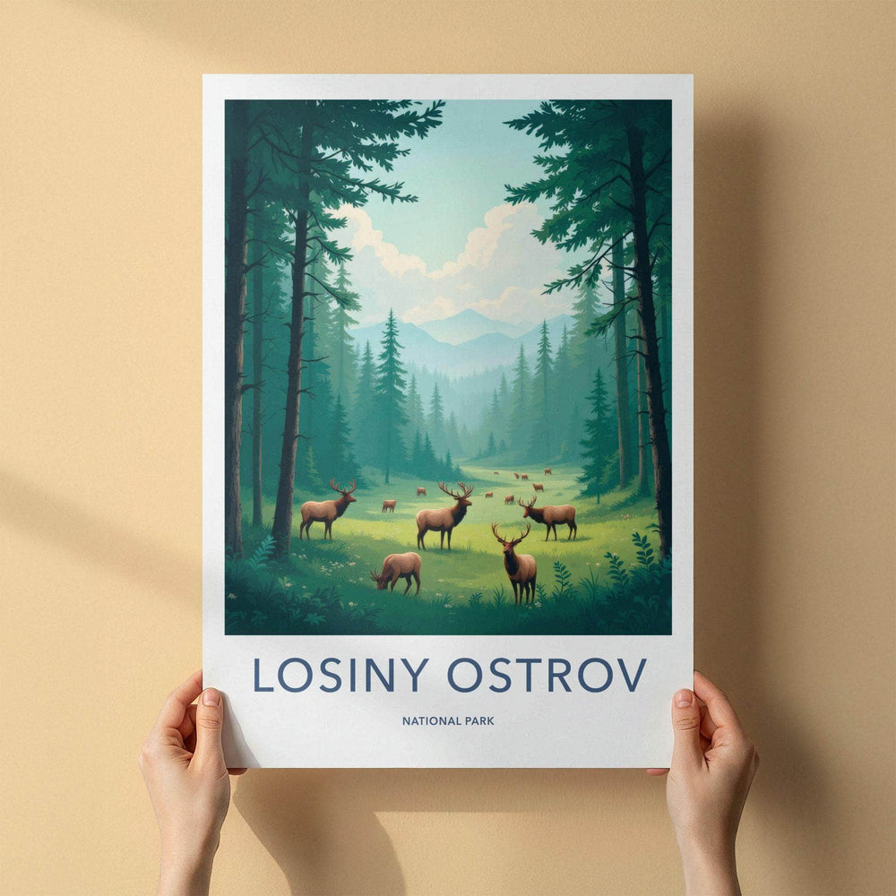 Losiny Ostrov Poster - Scenic National Park Art with Elk Forest Print
