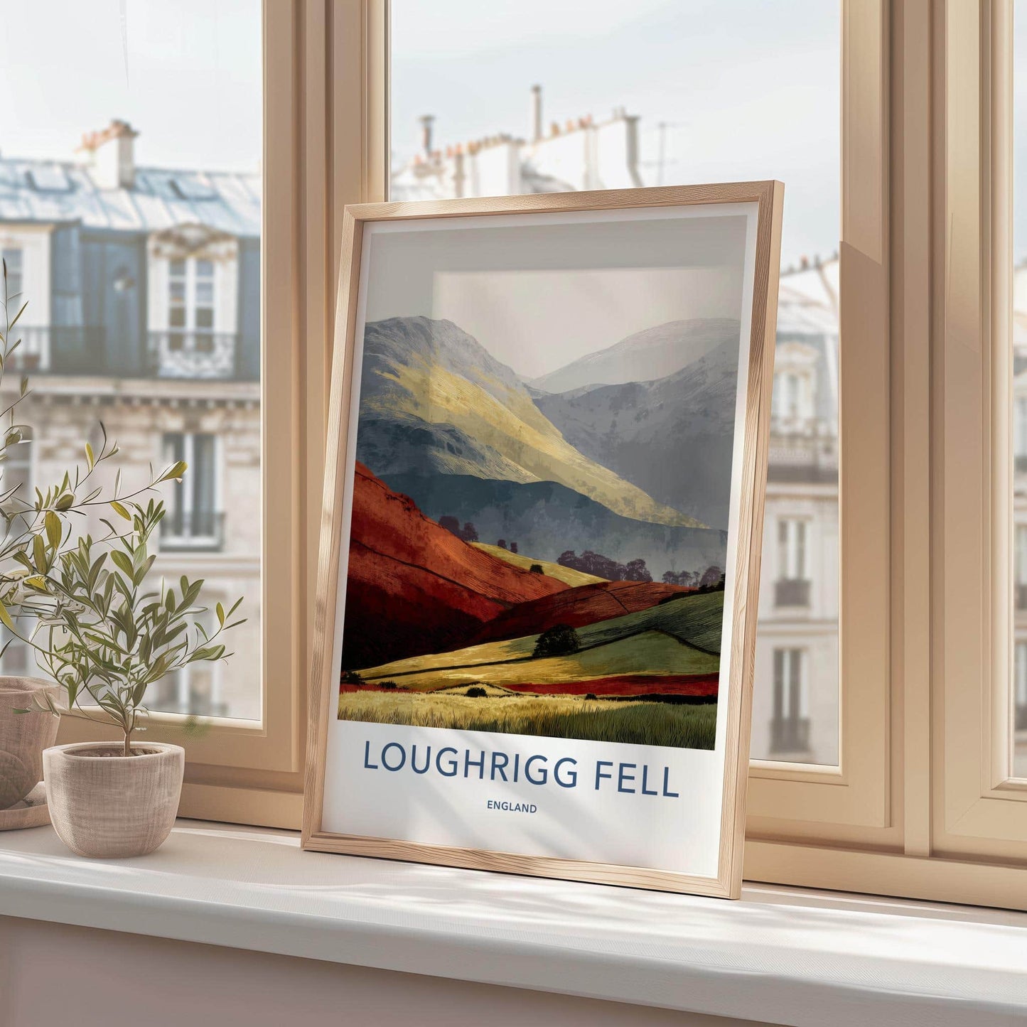 Loughrigg Fell Poster - England Travel Art - Colorful Rolling Hills Home Decor