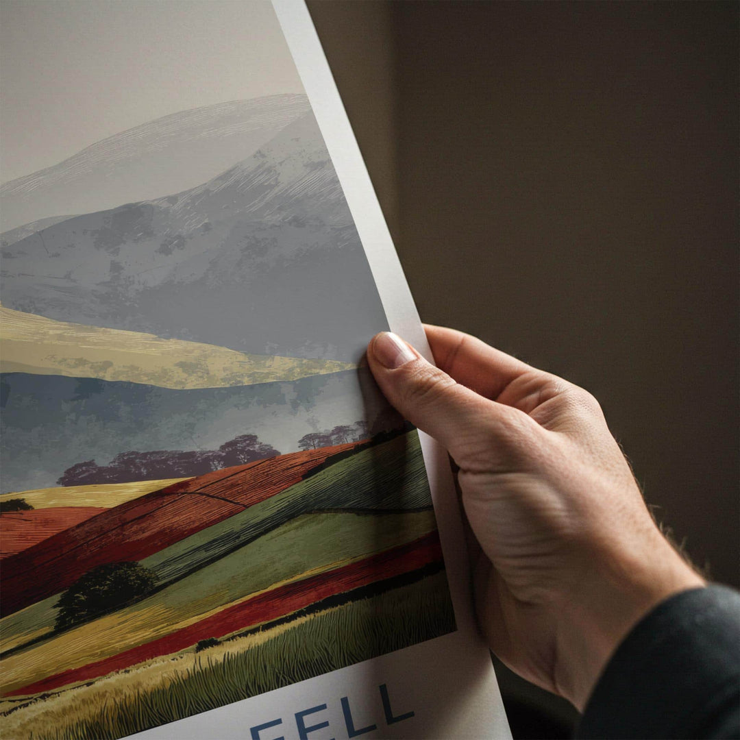 Loughrigg Fell Poster - England Travel Art - Colorful Rolling Hills Home Decor