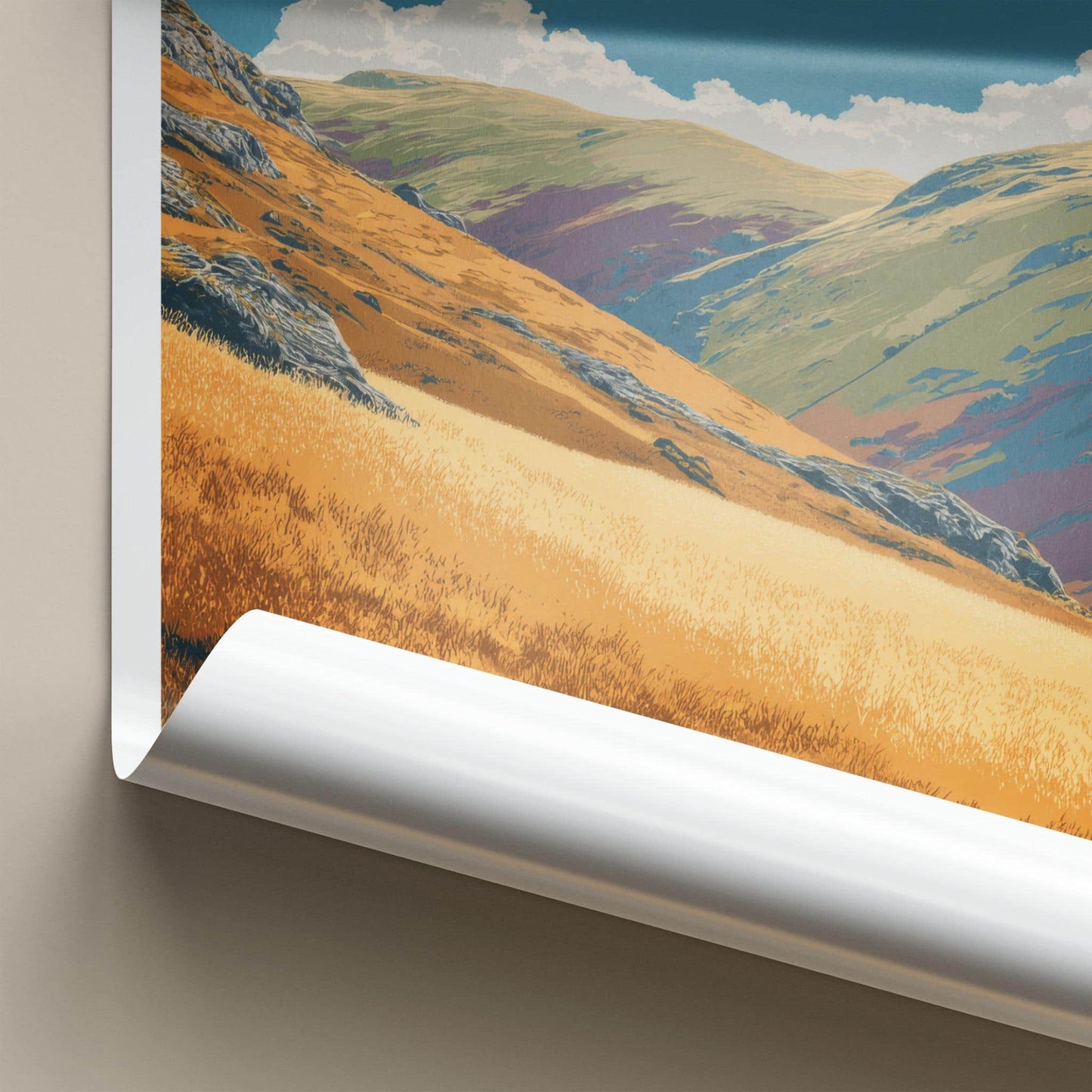 Loughrigg Fell Poster - England Travel Art - Golden Hillside View Home Decor