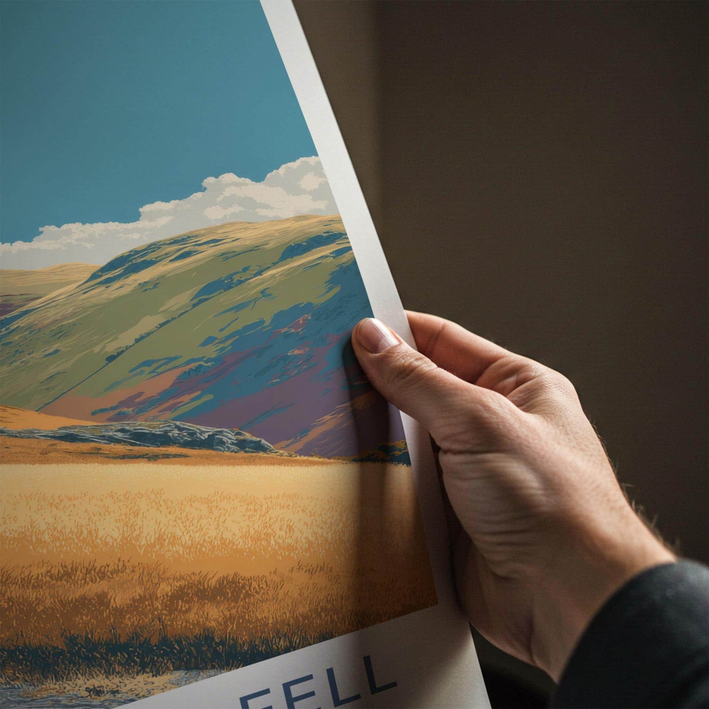Loughrigg Fell Poster - England Travel Art - Golden Hillside View Home Decor