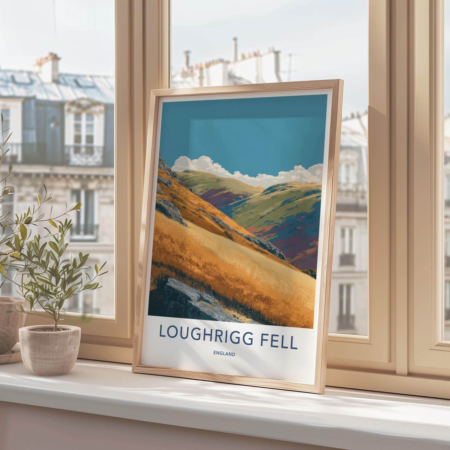 Loughrigg Fell Poster - England Travel Art - Golden Hillside View Home Decor