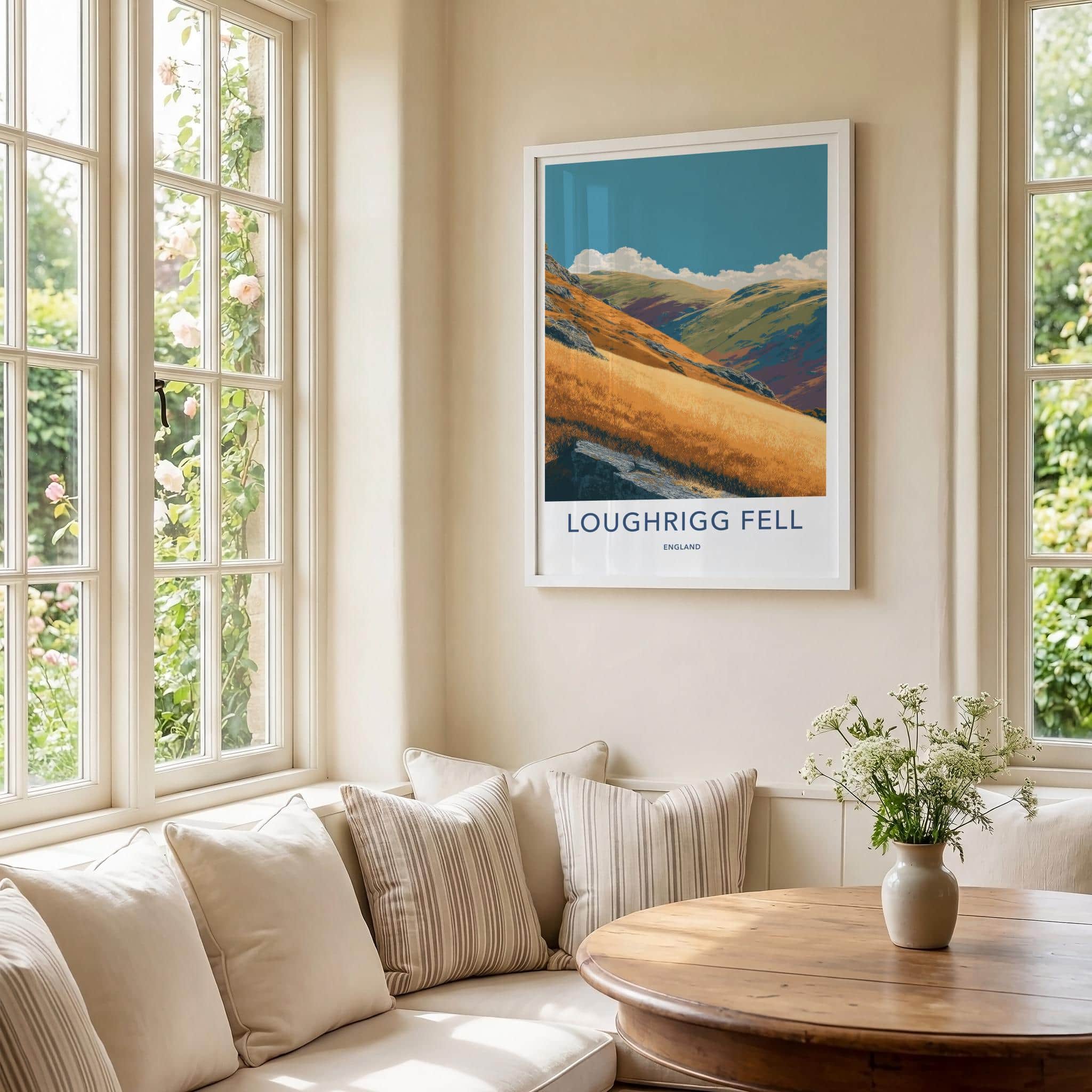 Loughrigg Fell Poster - England Travel Art - Golden Hillside View Home Decor