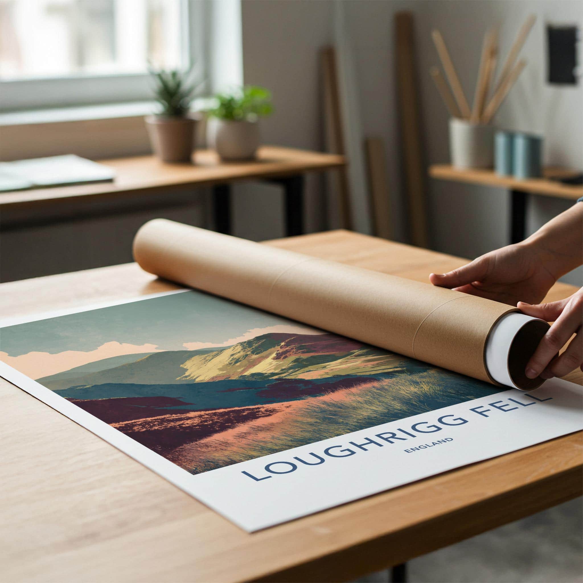 Loughrigg Fell Poster - England Travel Art - Vibrant Mountain Scenery Home Decor