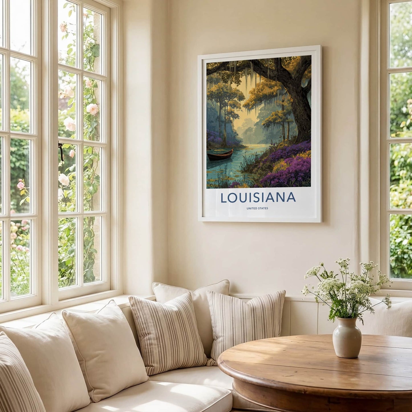 Louisiana Poster - Louisiana Art Print - Swampland Boat Lily Gallery Art