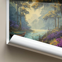Louisiana Poster - Louisiana Art Print - Swampland Boat Lily Gallery Art