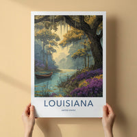 Louisiana Poster - Louisiana Art Print - Swampland Boat Lily Gallery Art