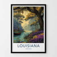 Louisiana Poster - Louisiana Art Print - Swampland Boat Lily Gallery Art