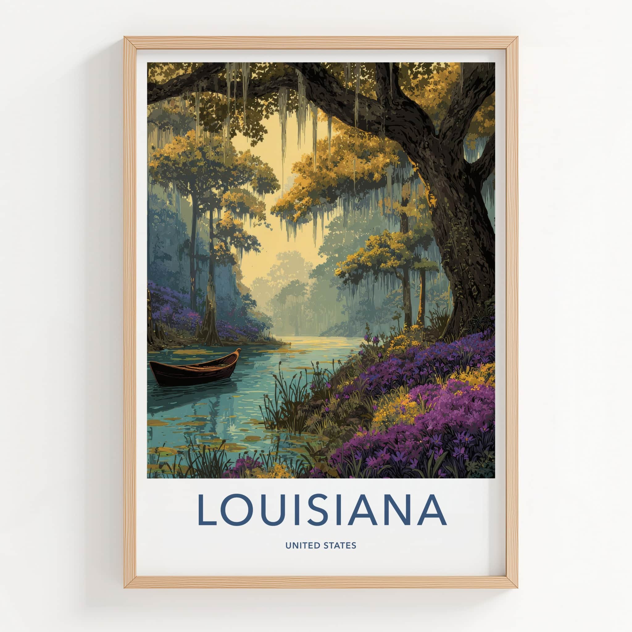 Louisiana Poster - Louisiana Art Print - Swampland Boat Lily Gallery Art