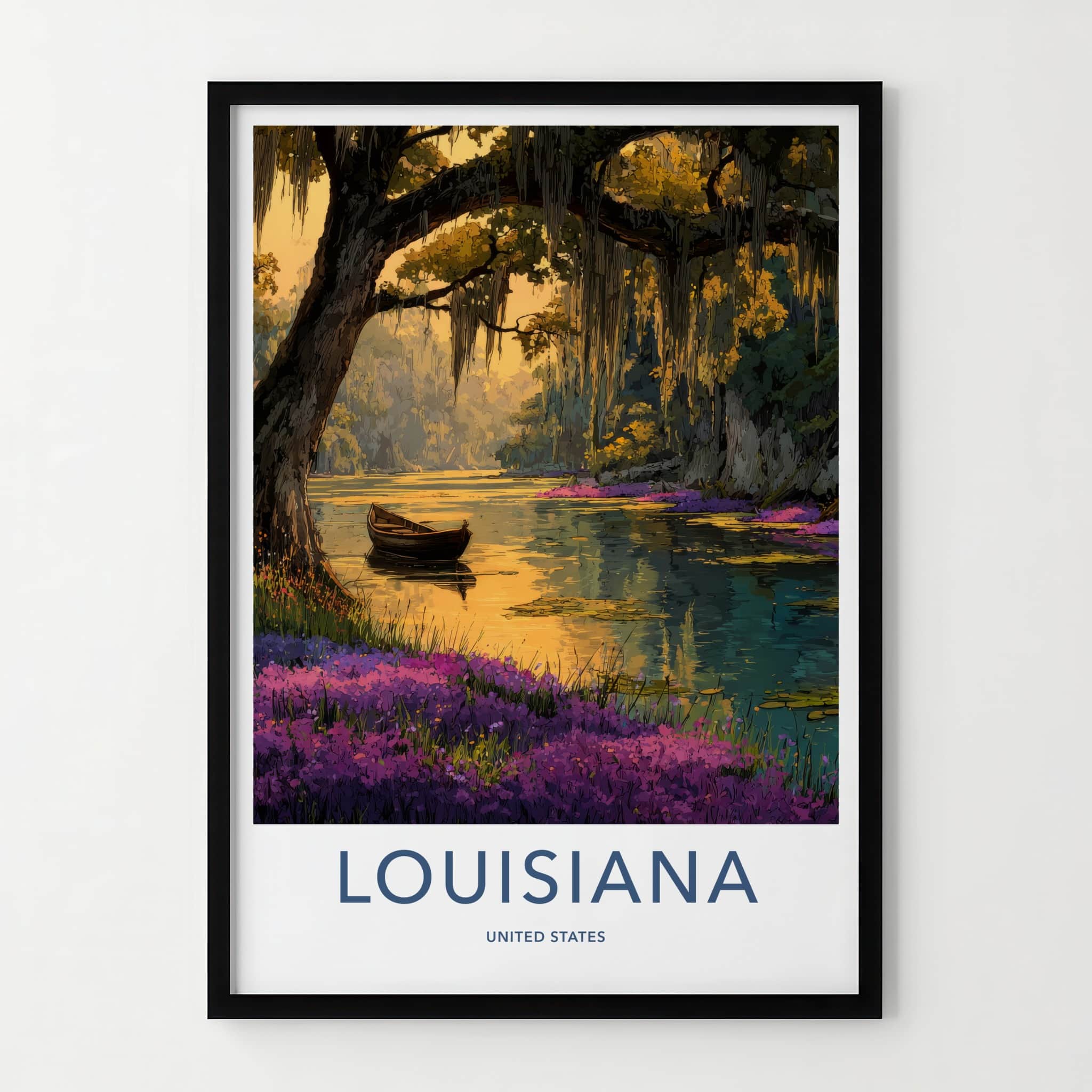 Louisiana Poster - Louisiana Framed Print - Cypress Swamp Boat Wall Art