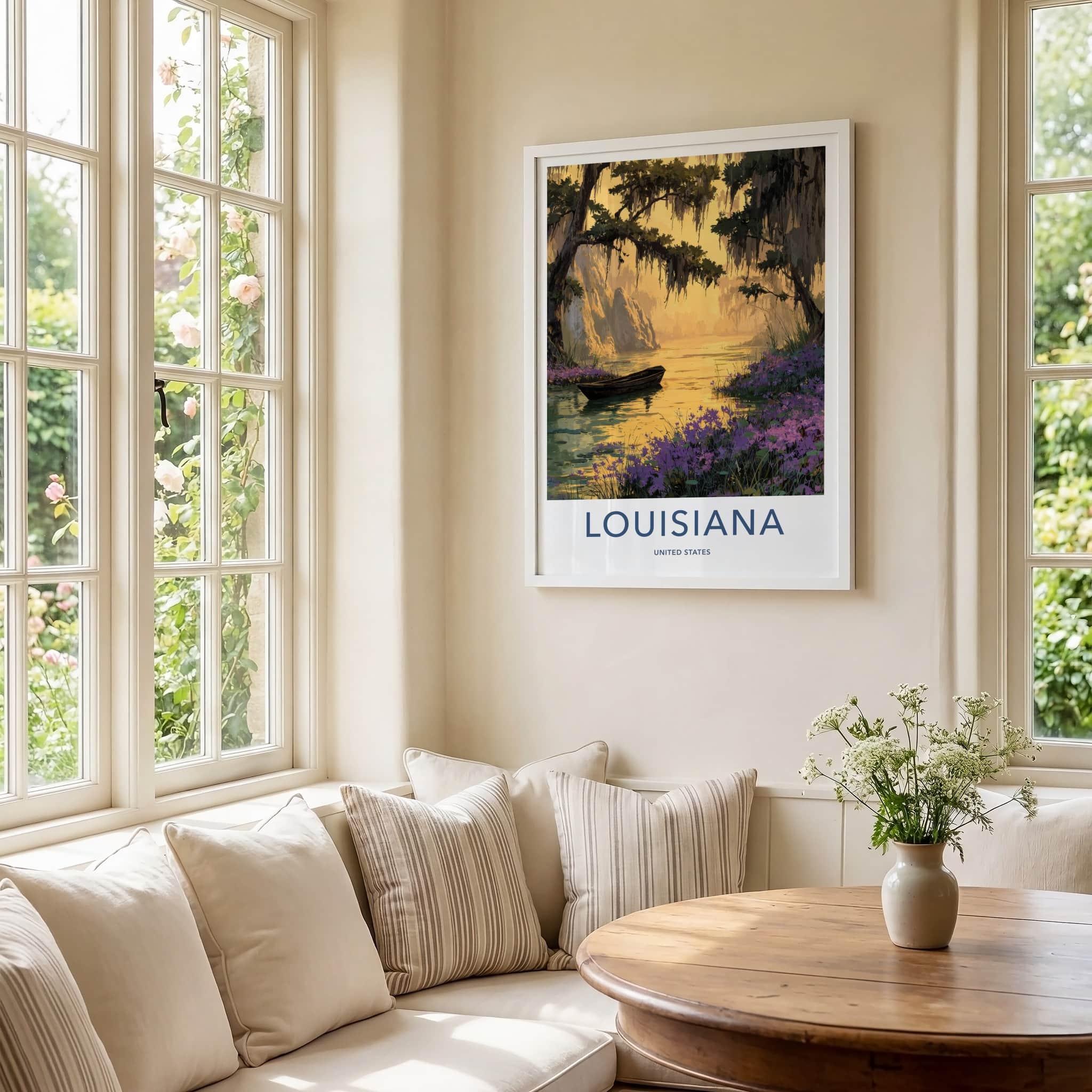 Louisiana Poster - Louisiana Wall Art - Sunset Bayou Boat Gallery Art