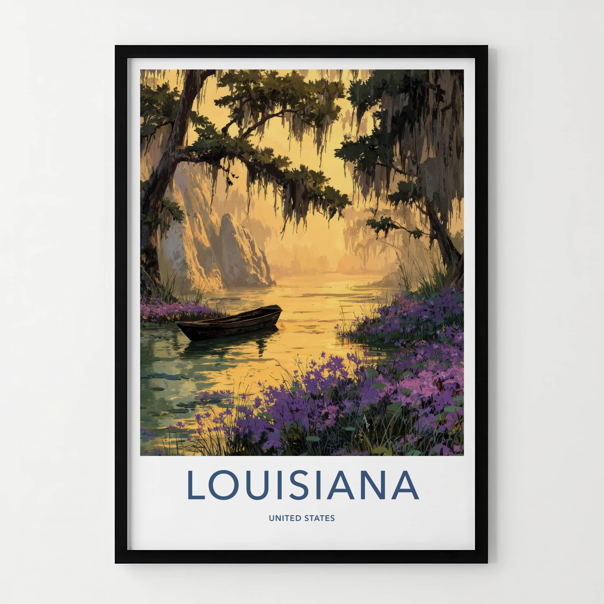 Louisiana Poster - Louisiana Wall Art - Sunset Bayou Boat Gallery Art