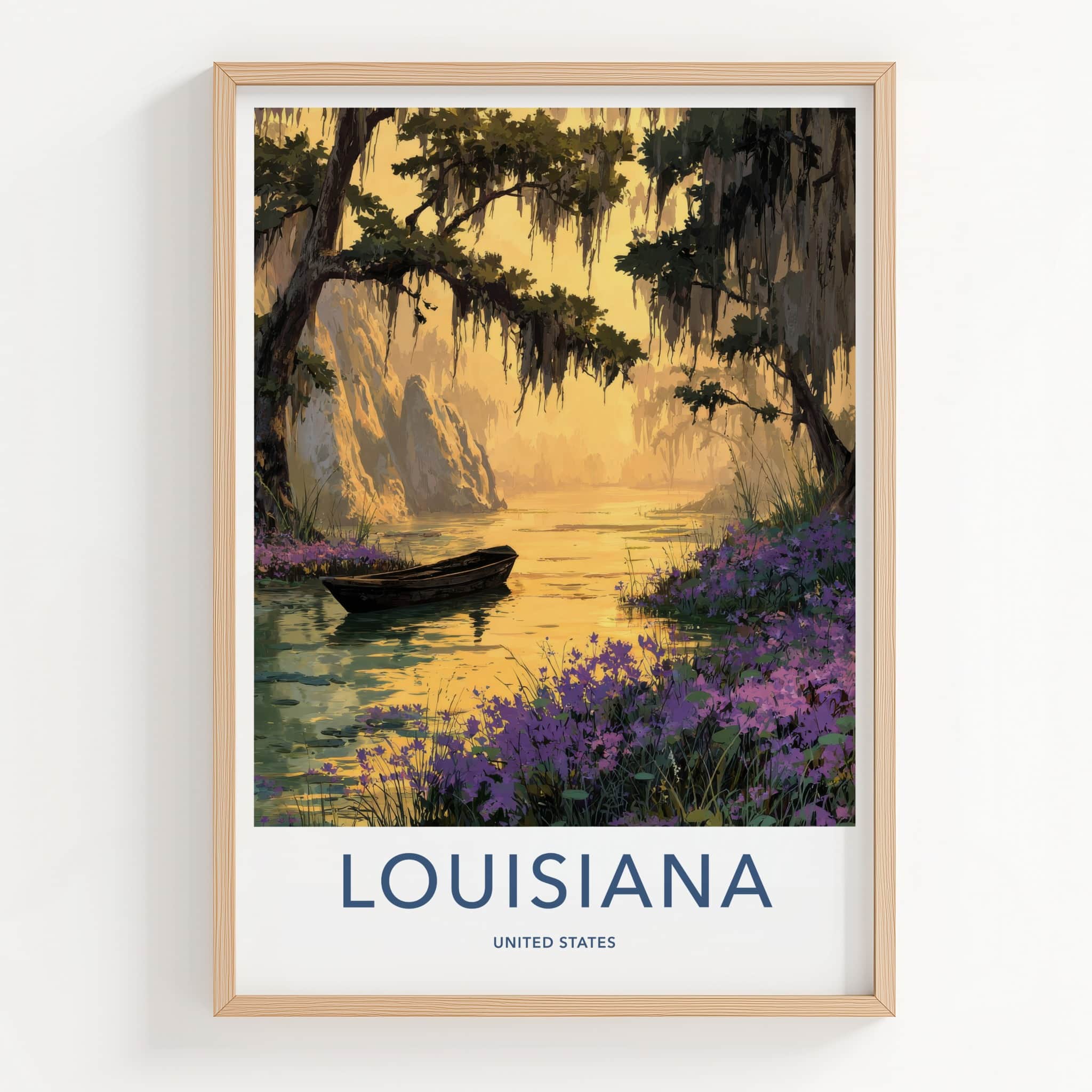 Louisiana Poster - Louisiana Wall Art - Sunset Bayou Boat Gallery Art