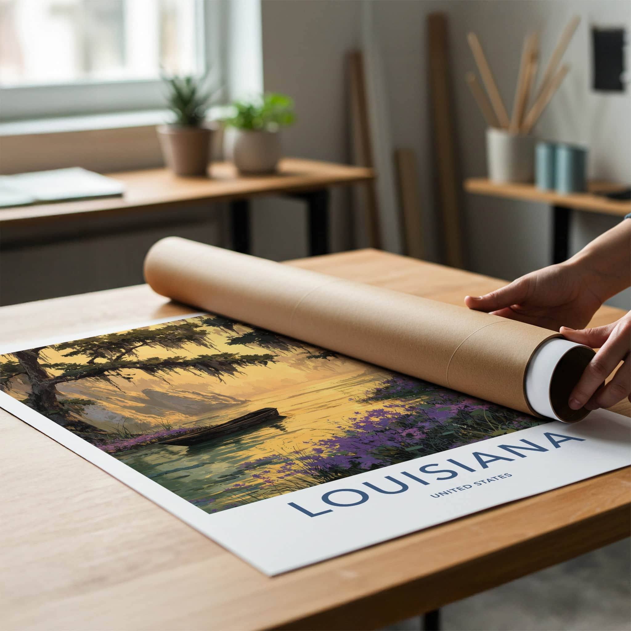 Louisiana Poster - Louisiana Wall Art - Sunset Bayou Boat Gallery Art