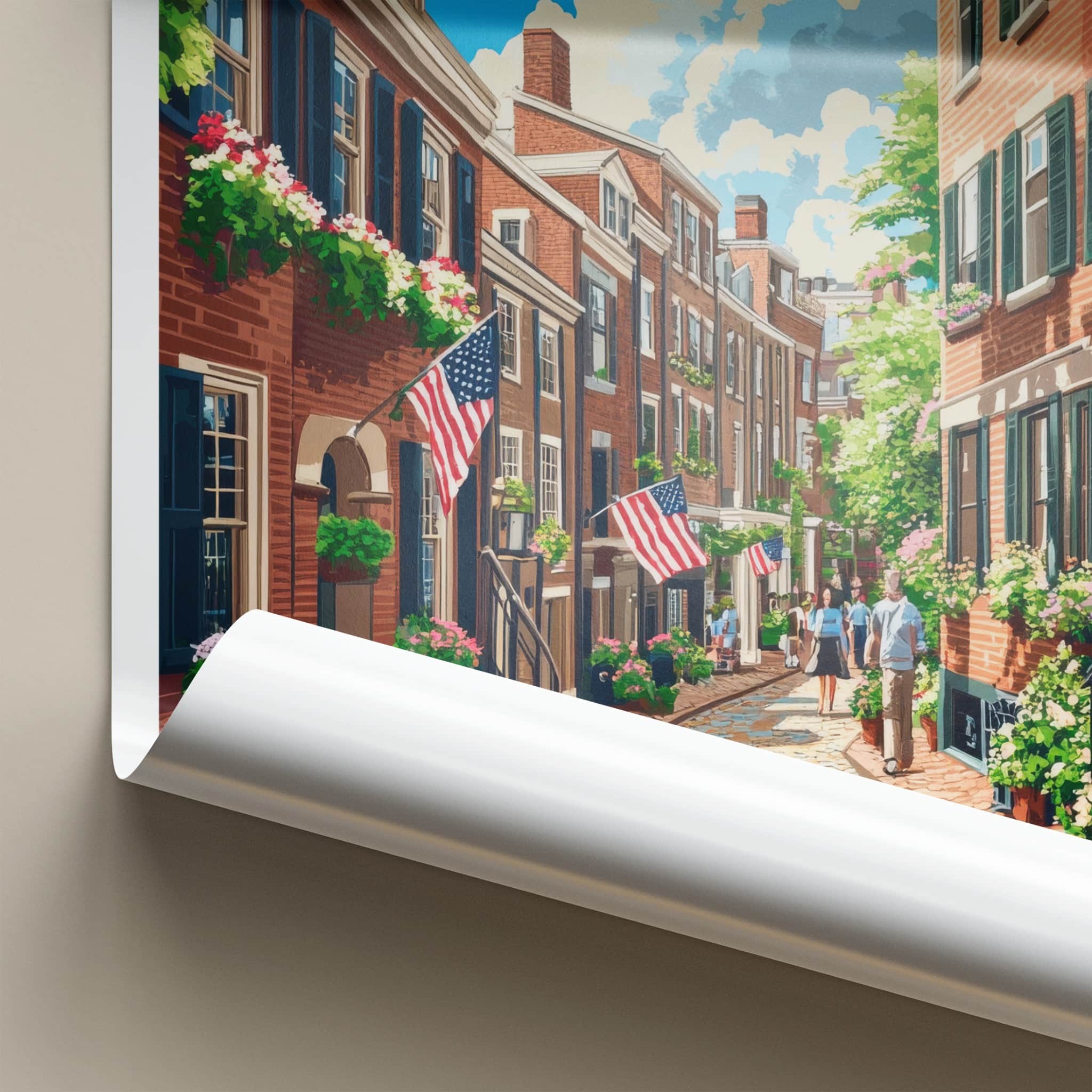 Louisville Poster - Kentucky Travel Art - Historic Street Flowers Home Decor