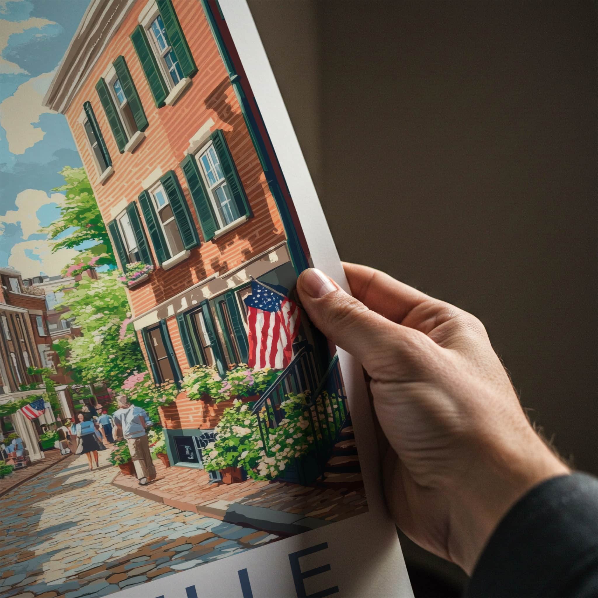 Louisville Poster - Kentucky Travel Art - Historic Street Flowers Home Decor