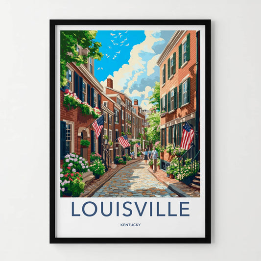 Louisville Poster - Kentucky Travel Art - Historic Street Flowers Home Decor