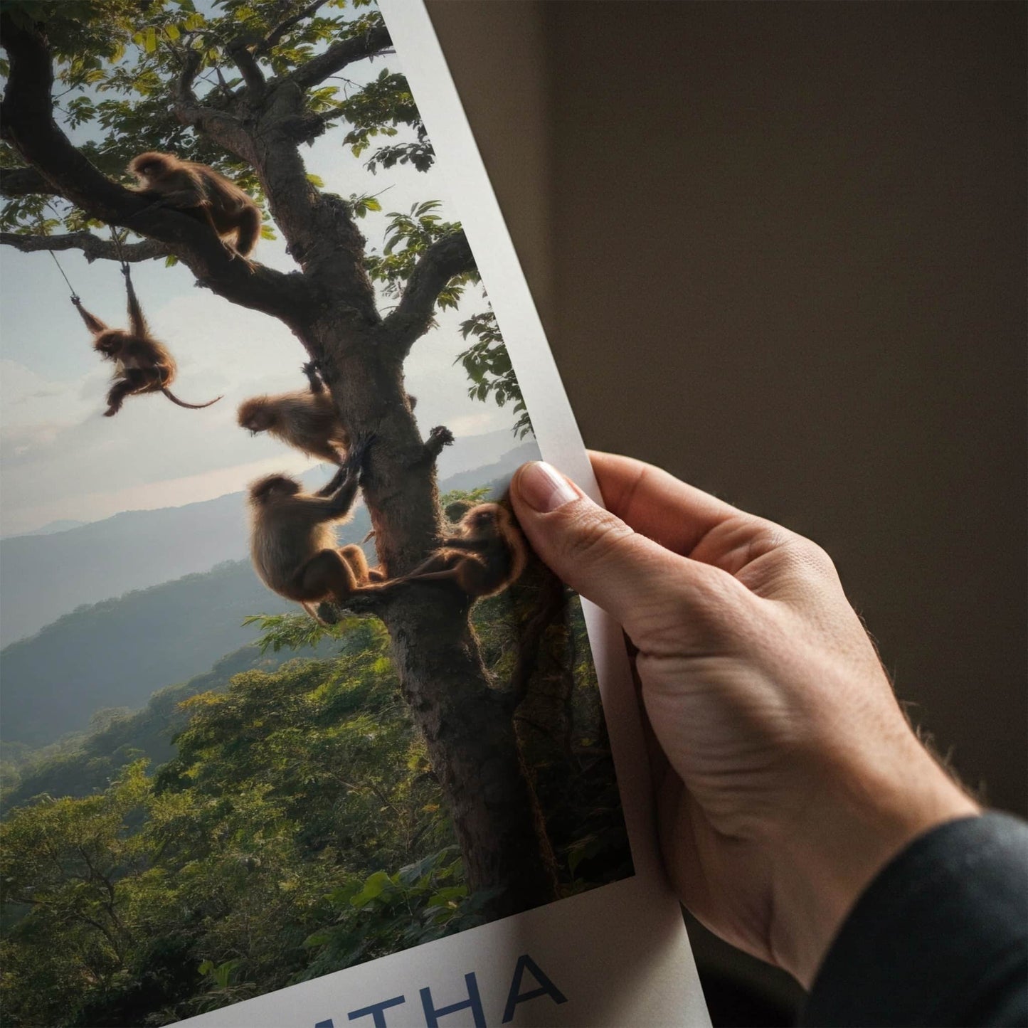 Luang Namtha Poster - Laos Travel Art - Monkeys Jungle Scene Home Decor
