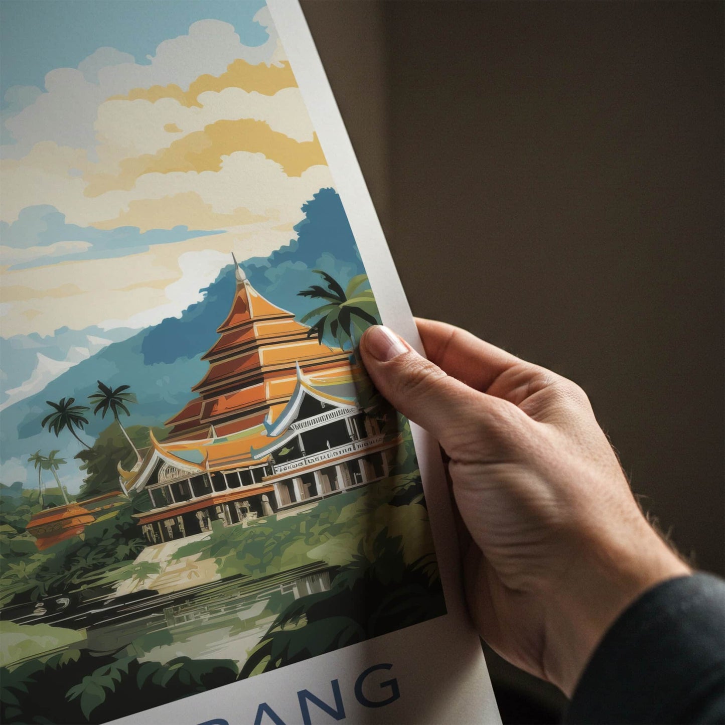 Luang Prabang Poster - Laos Travel Art - Buddhist Temples River Home Decor