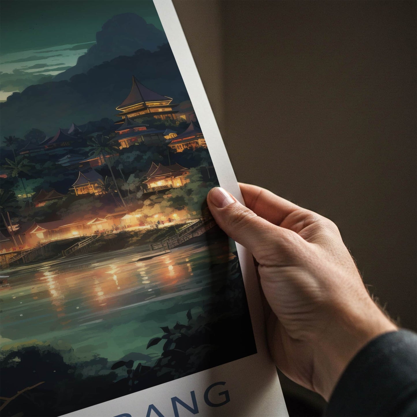 Luang Prabang Poster - Laos Travel Art - Golden River Sunset Home Decor