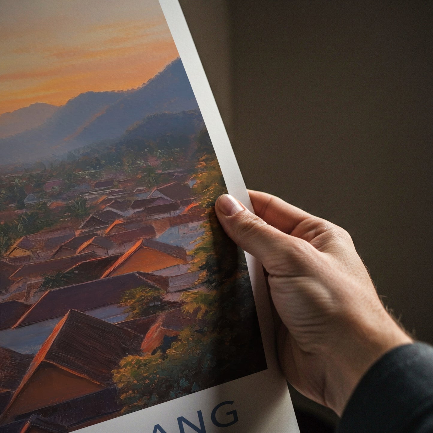 Luang Prabang Poster - Laos Travel Art - Golden River Town Home Decor