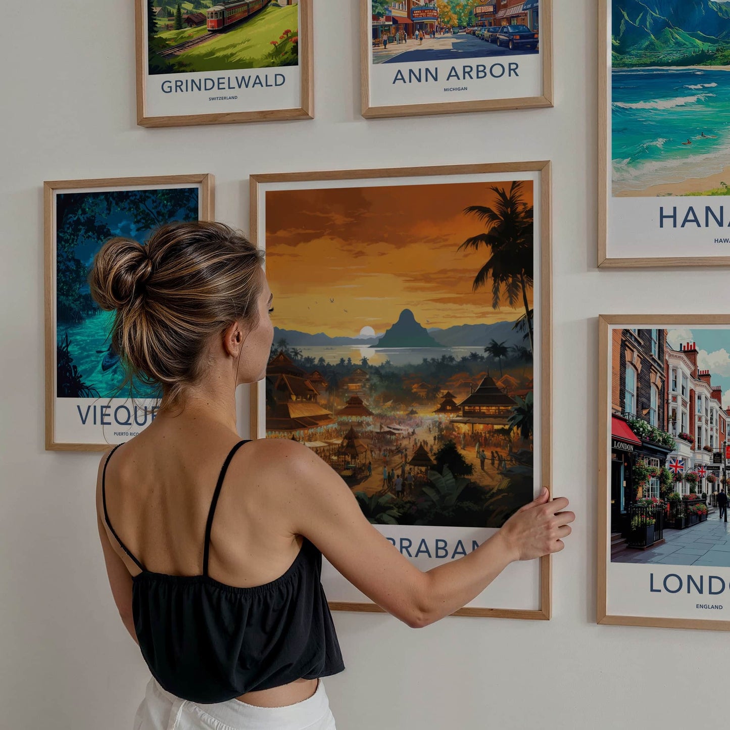 Luang Prabang Poster - Laos Travel Art - Lively Town Sunset Home Decor