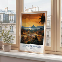 Luang Prabang Poster - Laos Travel Art - Lively Town Sunset Home Decor