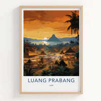 Luang Prabang Poster - Laos Travel Art - Lively Town Sunset Home Decor