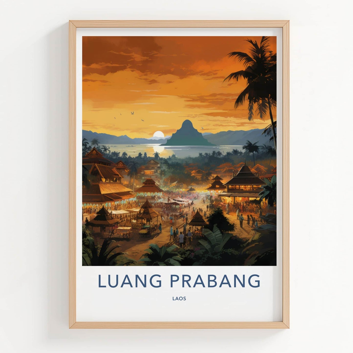Luang Prabang Poster - Laos Travel Art - Lively Town Sunset Home Decor
