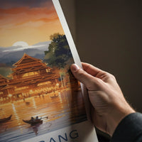 Luang Prabang Poster - Laos Travel Art - River Sunset Village Home Decor
