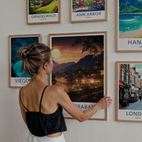 Luang Prabang Poster - Laos Travel Art - Sunset River Houses Home Decor
