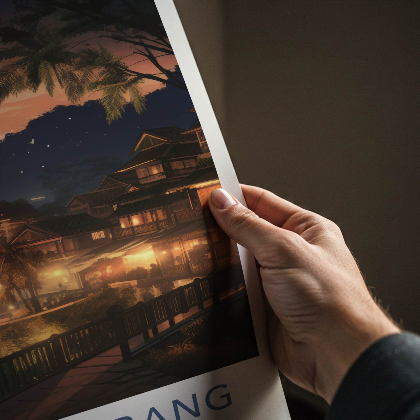 Luang Prabang Poster - Laos Travel Art - Sunset River Houses Home Decor