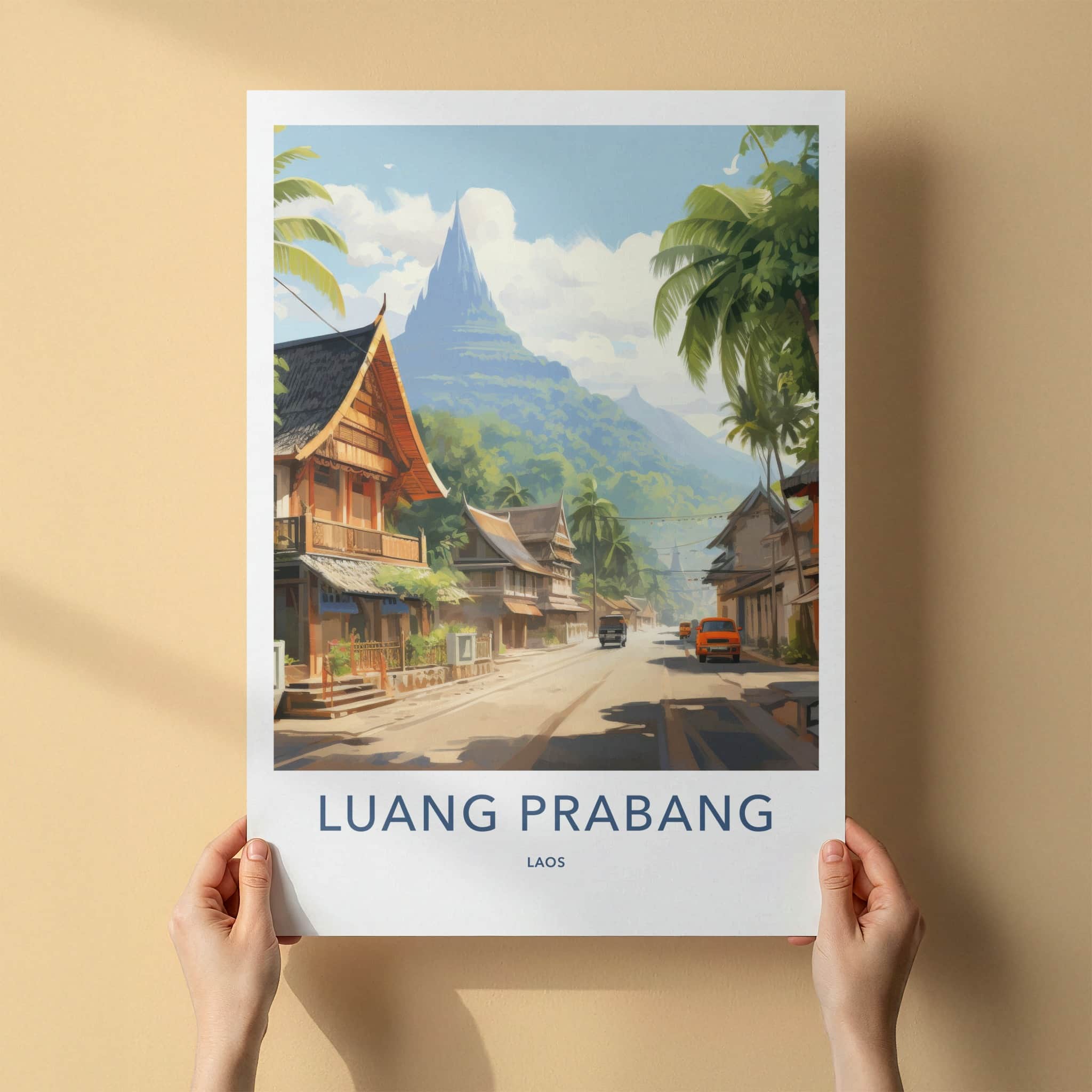 Luang Prabang Poster - Laos Travel Art - Tropical Mountain Road Home Decor