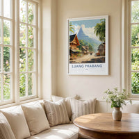Luang Prabang Poster - Laos Travel Art - Tropical Mountain Road Home Decor