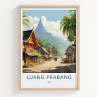 Luang Prabang Poster - Laos Travel Art - Tropical Mountain Road Home Decor