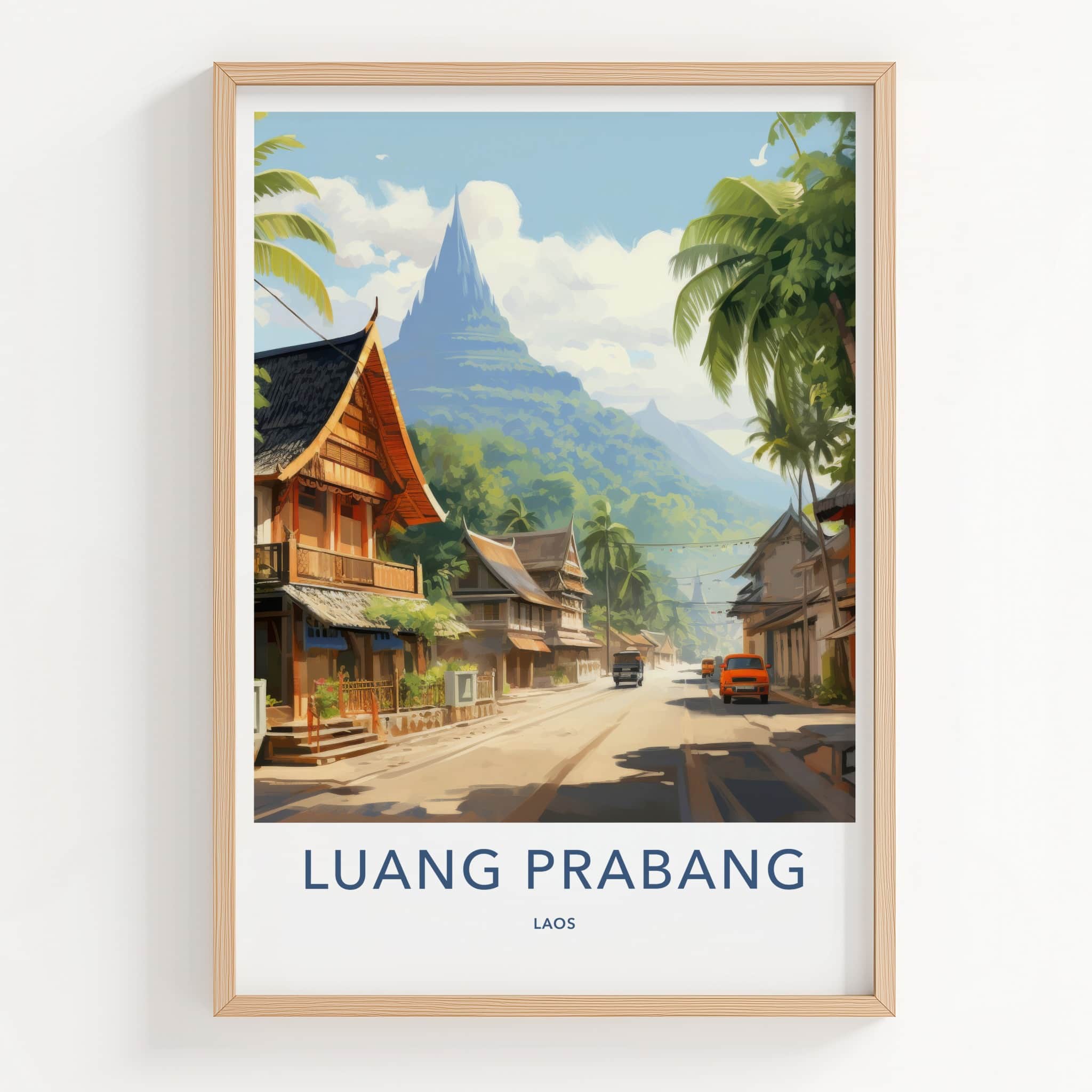 Luang Prabang Poster - Laos Travel Art - Tropical Mountain Road Home Decor