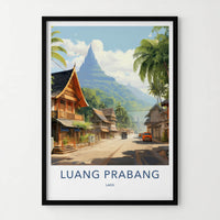 Luang Prabang Poster - Laos Travel Art - Tropical Mountain Road Home Decor