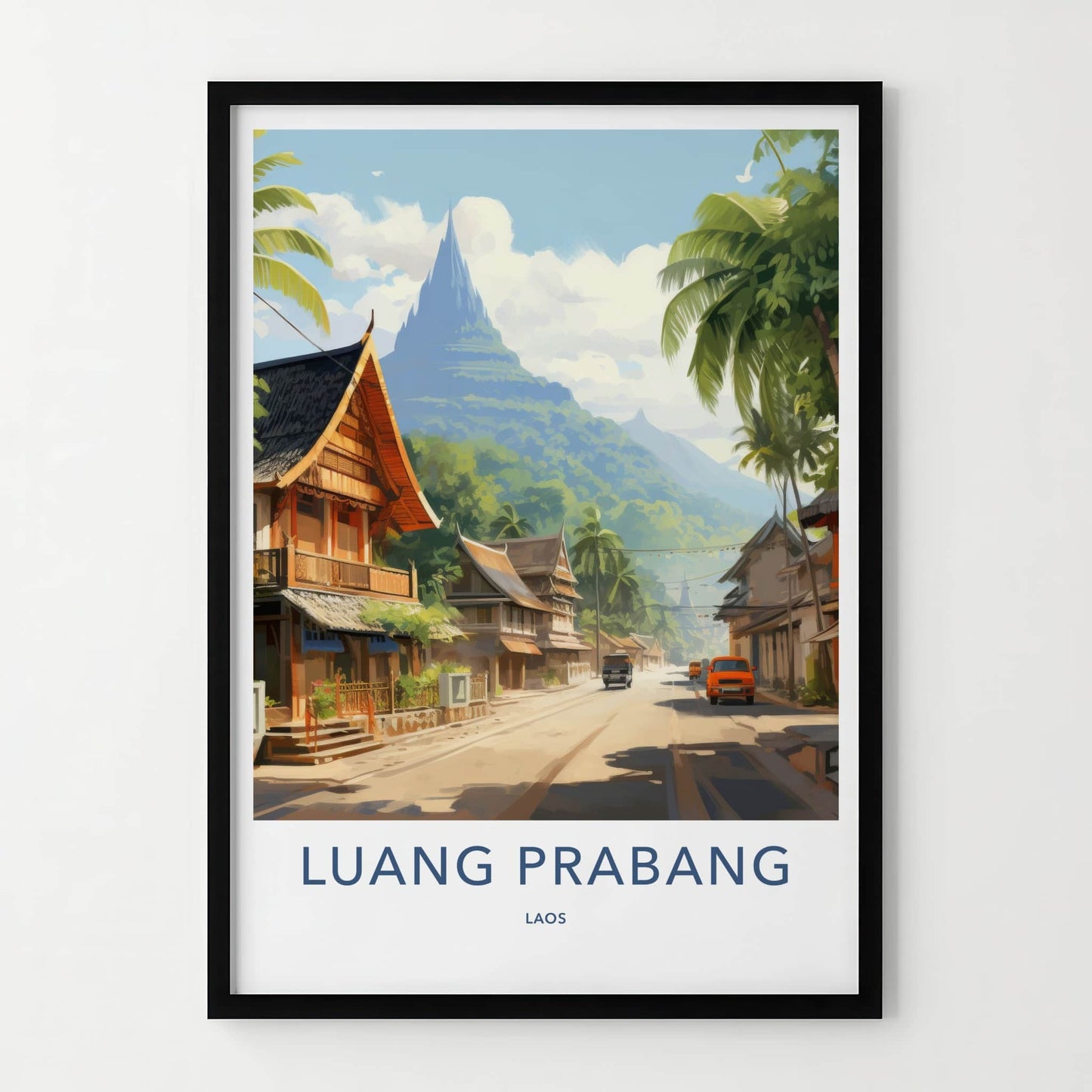 Luang Prabang Poster - Laos Travel Art - Tropical Mountain Road Home Decor