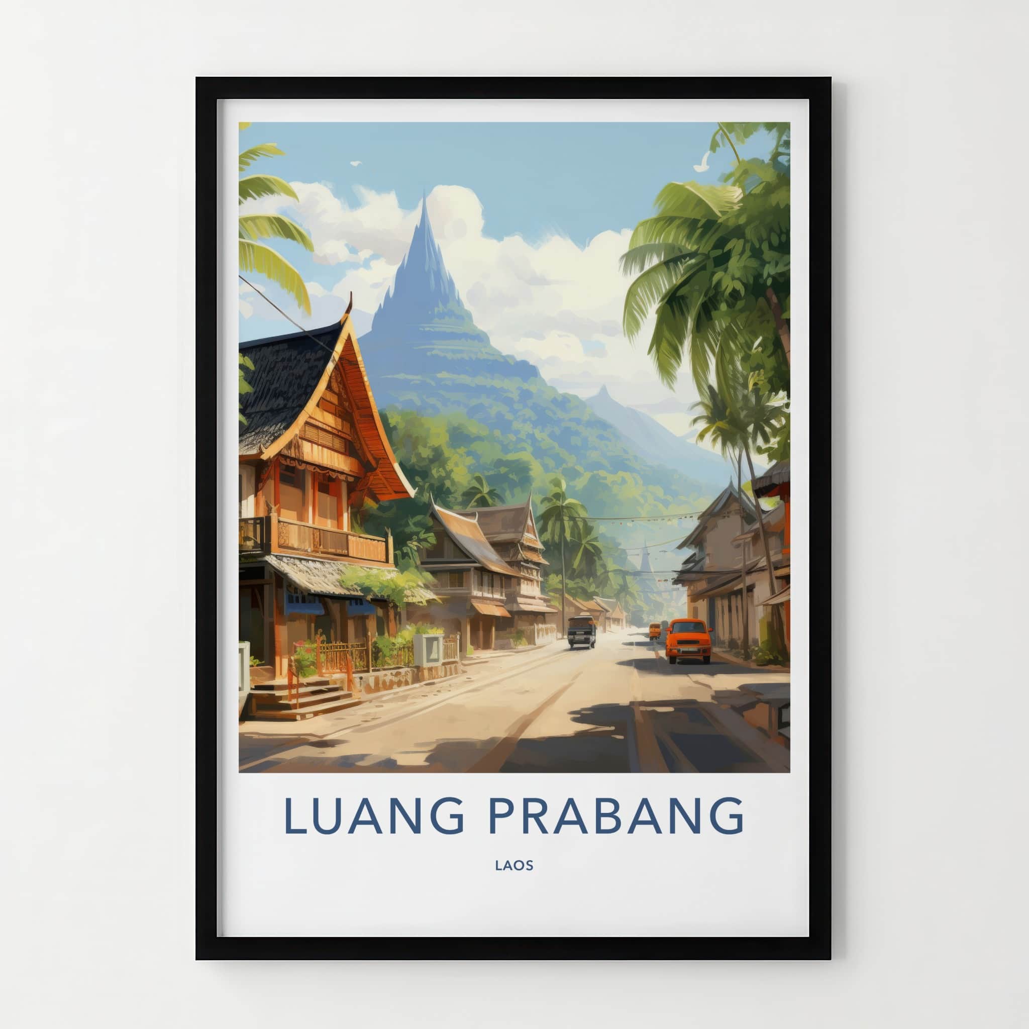 Luang Prabang Poster - Laos Travel Art - Tropical Mountain Road Home Decor