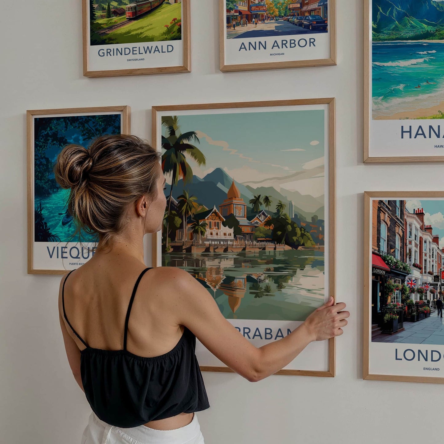 Luang Prabang Poster - Laos Travel Print - Tropical River Village Home Decor