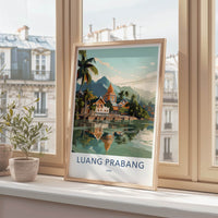 Luang Prabang Poster - Laos Travel Print - Tropical River Village Home Decor