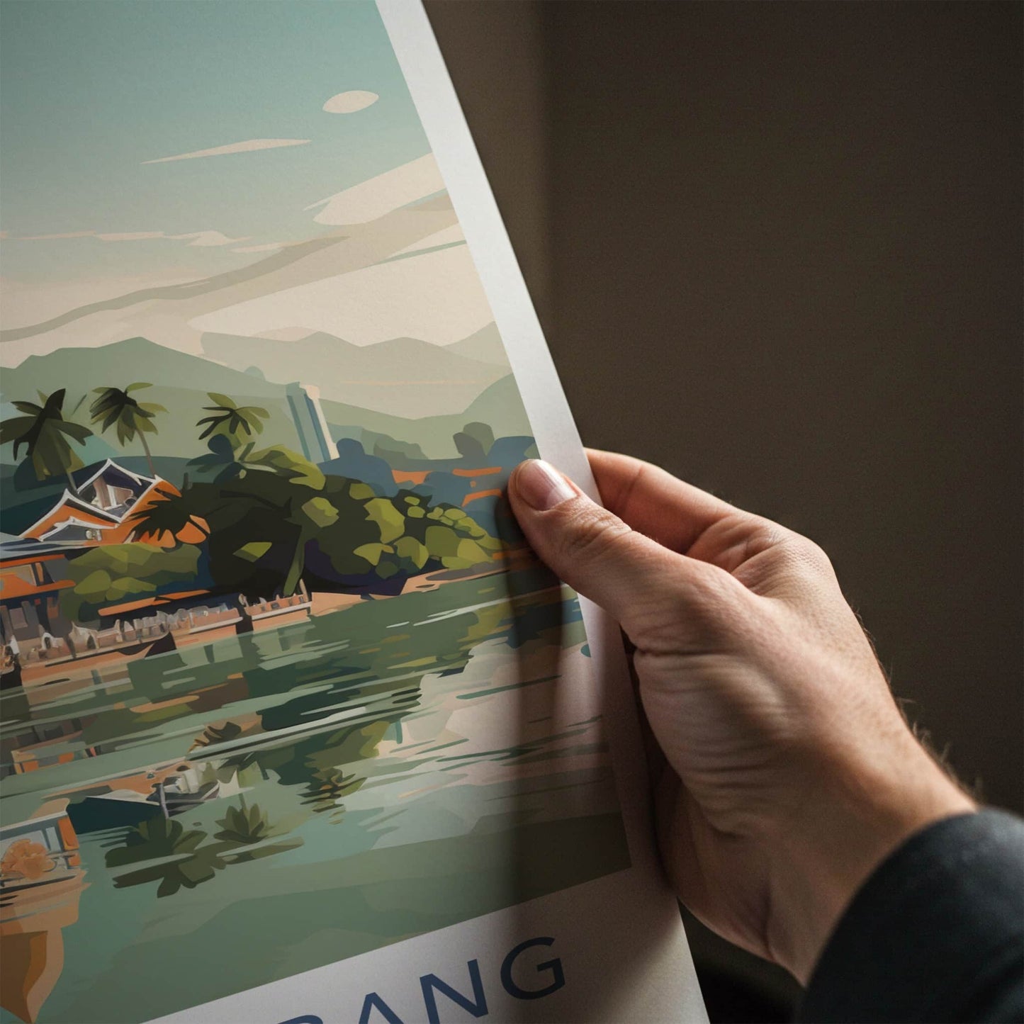 Luang Prabang Poster - Laos Travel Print - Tropical River Village Home Decor