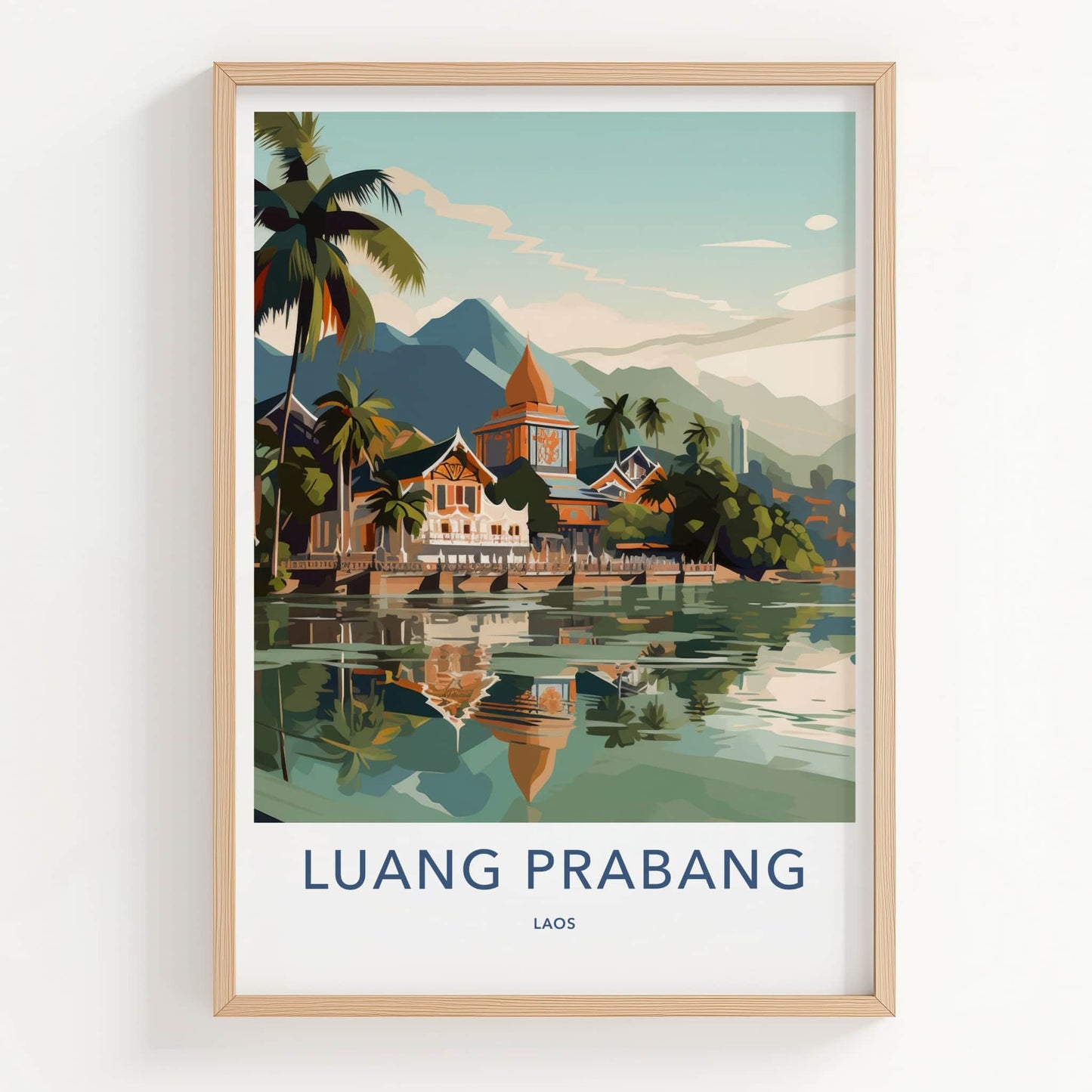 Luang Prabang Poster - Laos Travel Print - Tropical River Village Home Decor