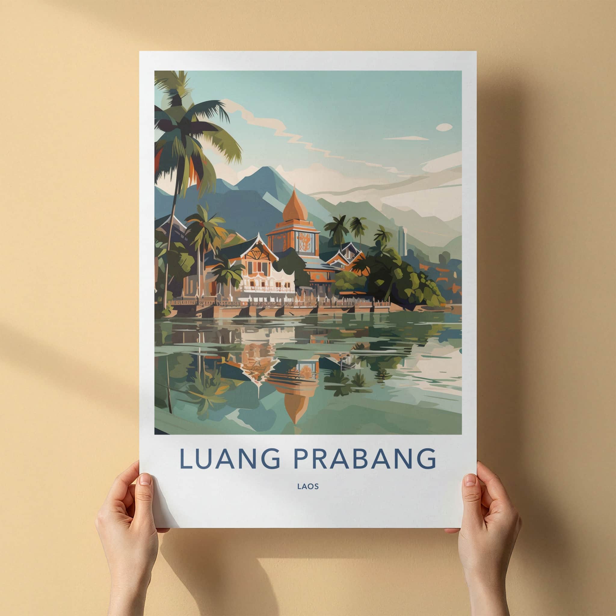 Luang Prabang Poster - Laos Travel Print - Tropical River Village Home Decor