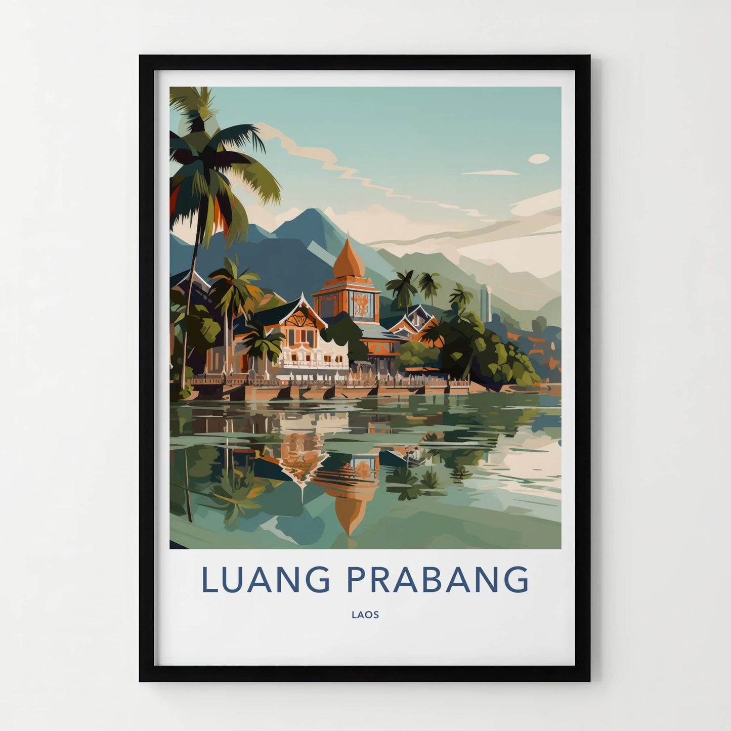 Luang Prabang Poster - Laos Travel Print - Tropical River Village Home Decor