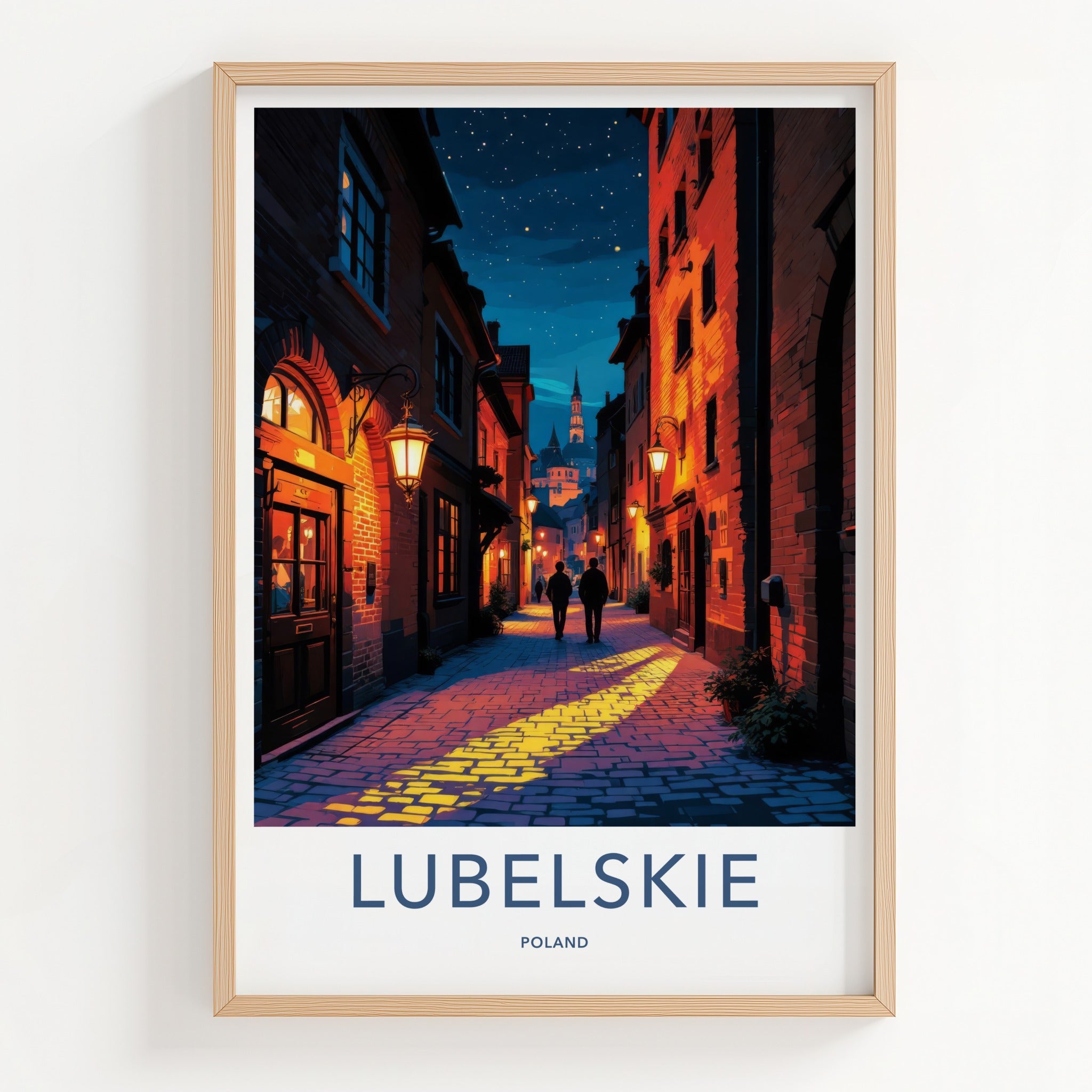 Lubelskie Poster - Poland Travel Art - Cobblestone Evening Stroll Wall Decor