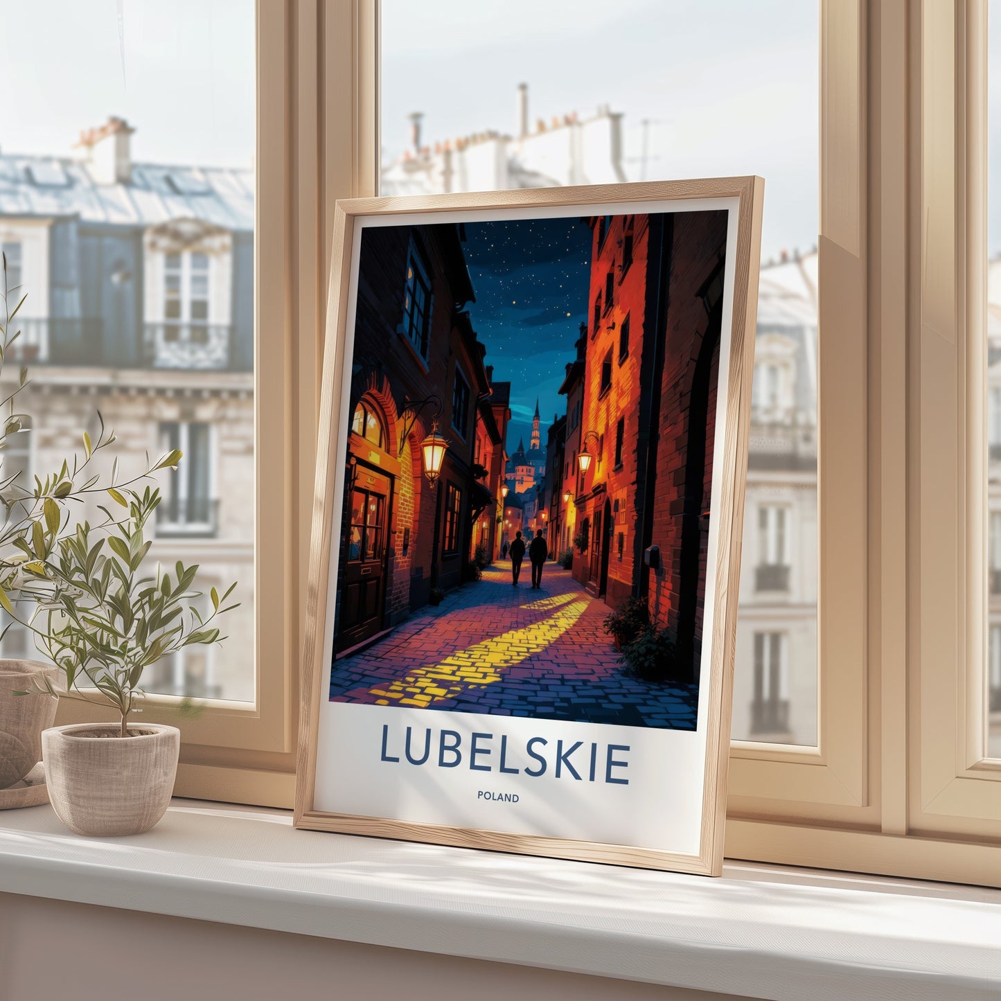 Lubelskie Poster - Poland Travel Art - Cobblestone Evening Stroll Wall Decor