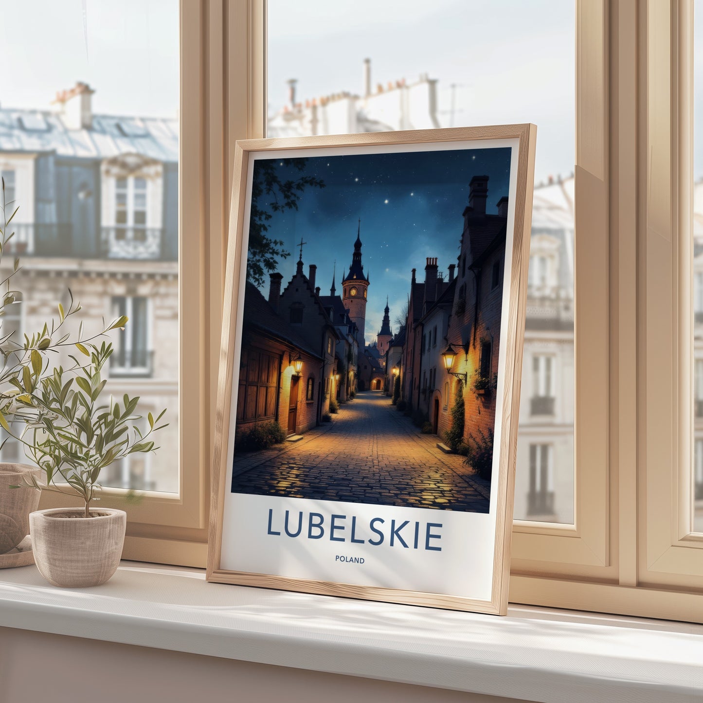 Lubelskie Poster - Poland Travel Art - Starry Tower Alley Home Decor