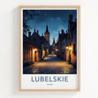 Lubelskie Poster - Poland Travel Art - Starry Tower Alley Home Decor
