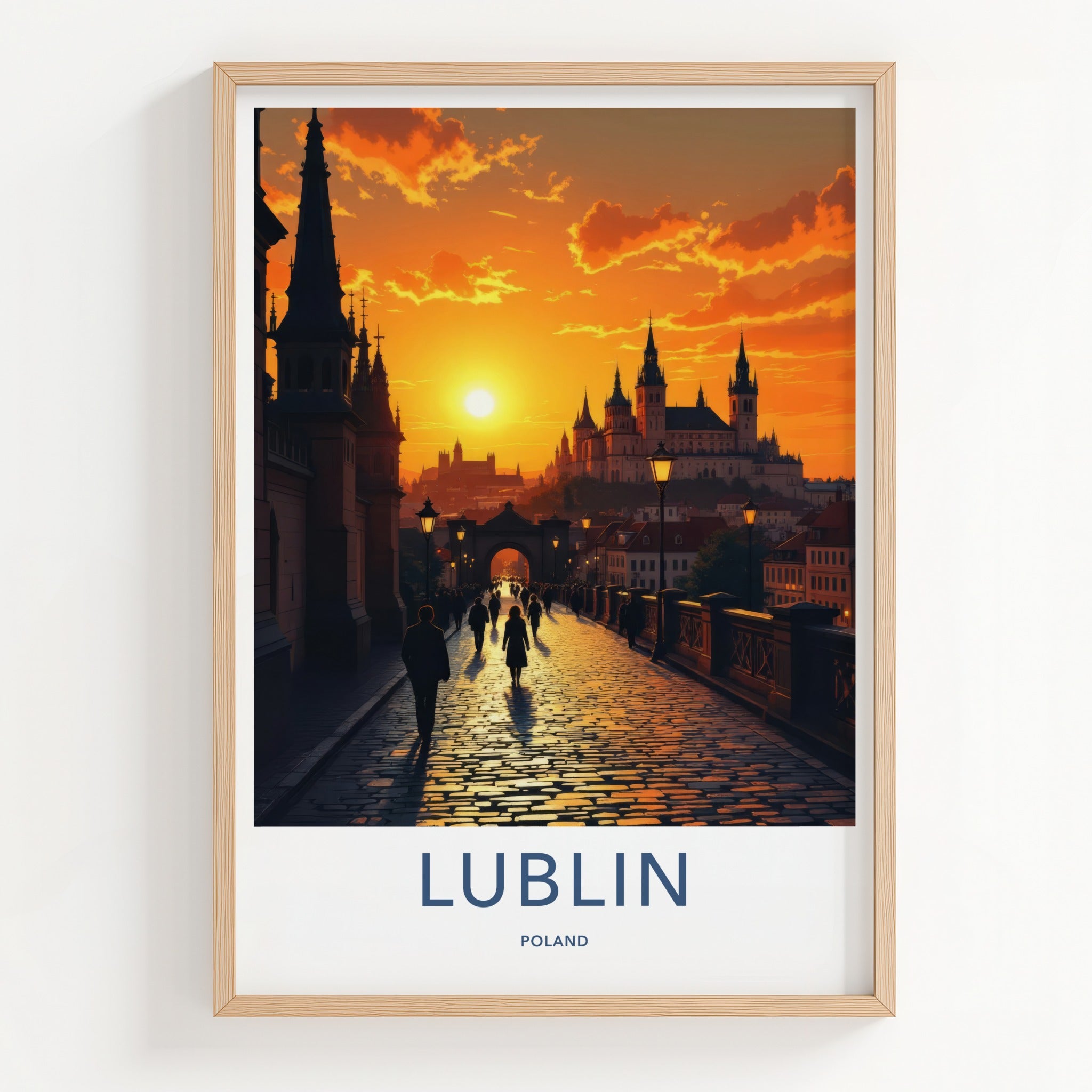 Lublin Poster - Poland Framed Art - Golden Hour Cityscape Gallery Art